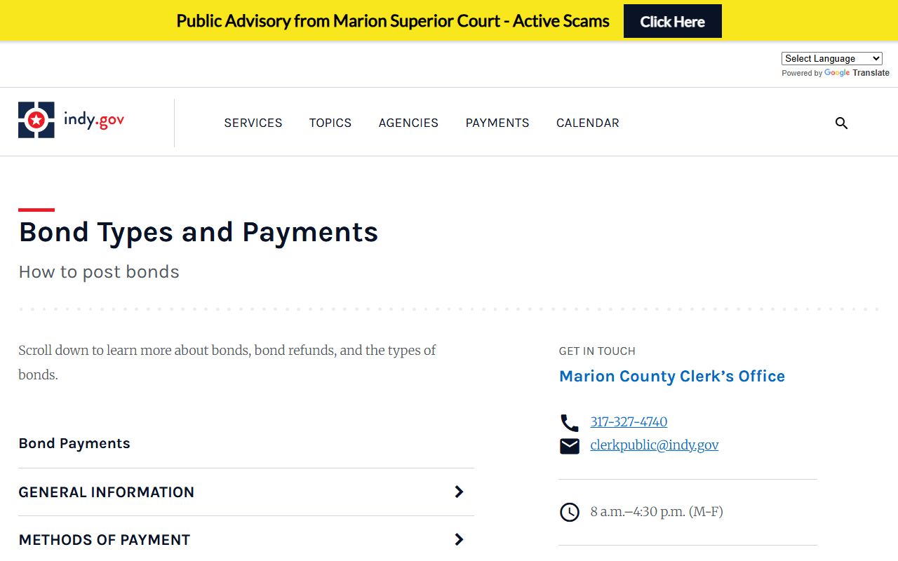 Marion County court records after arrest bond types and payments