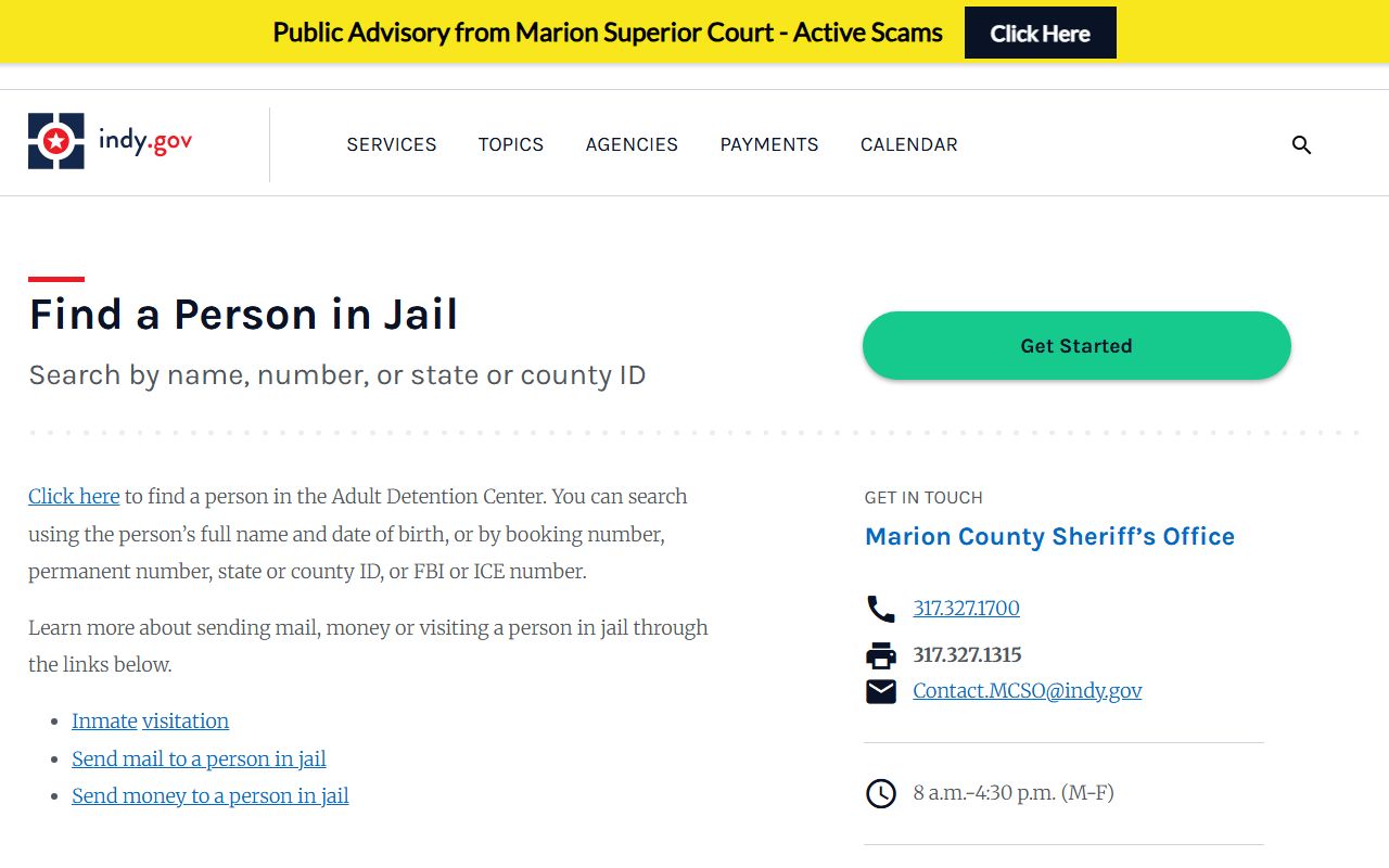 Marion County inmate records find a person in jail page