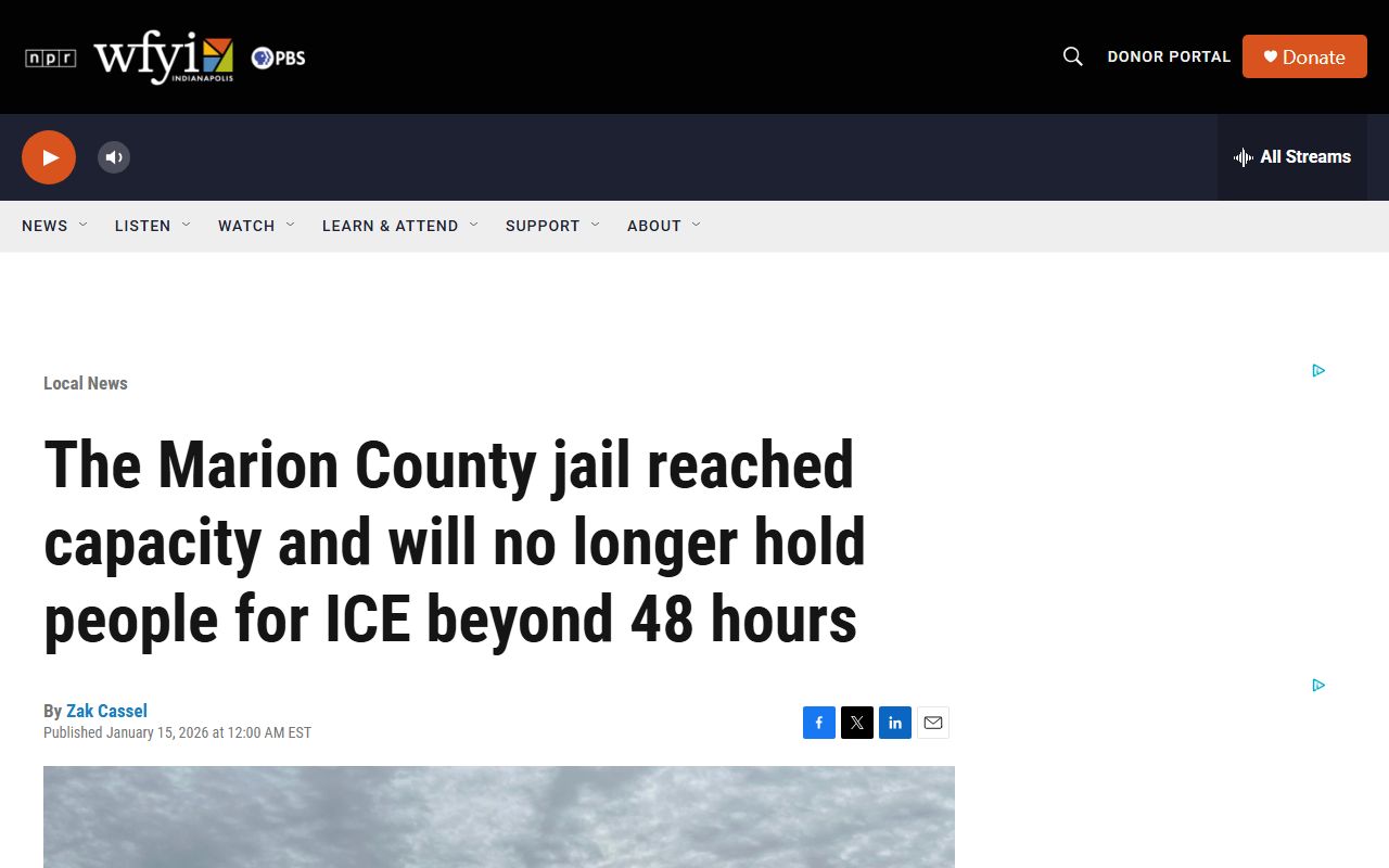Marion County inmate population capacity report for the jail